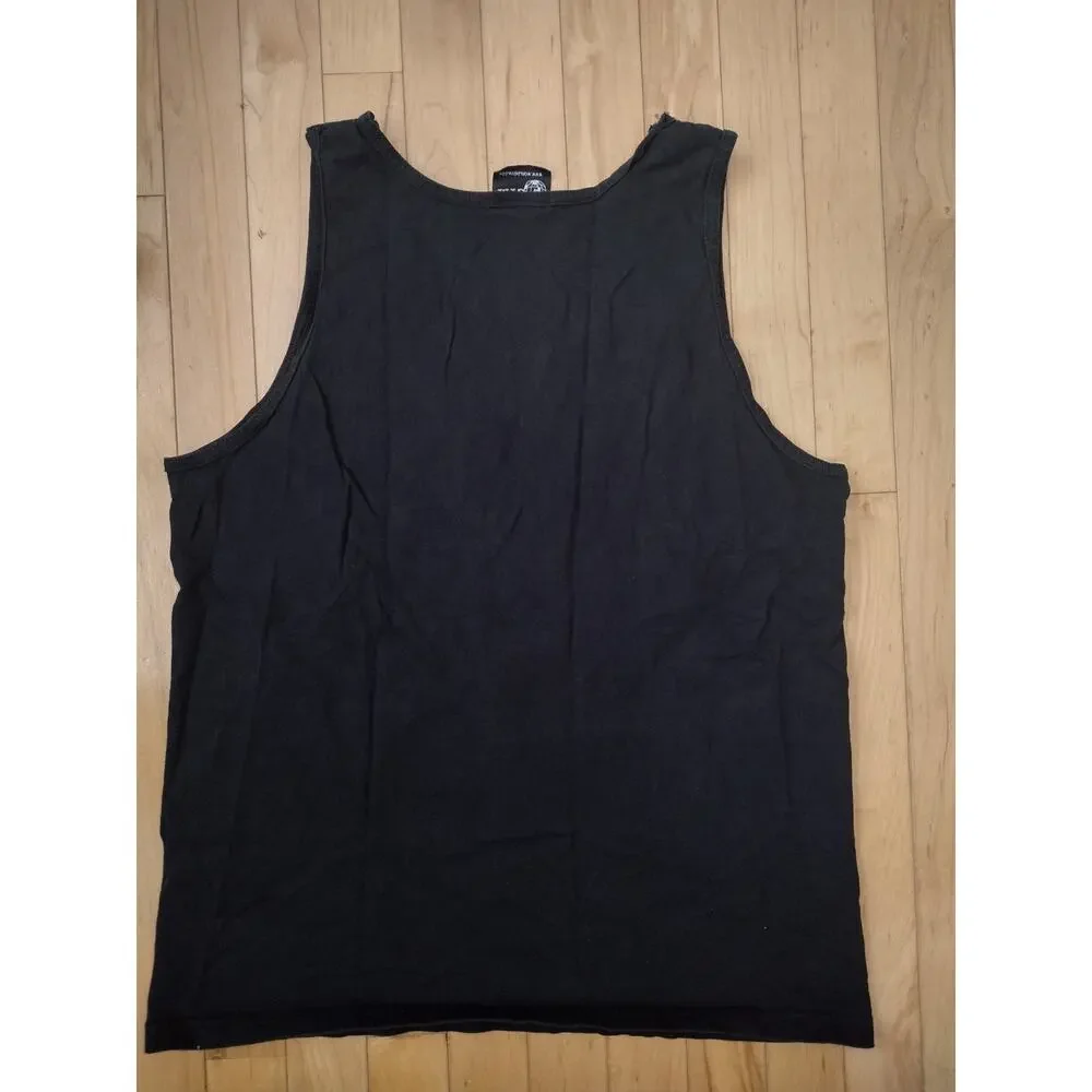 Vintage World Gym Tank Top Black Graphic Muscle Shirt Size Medium